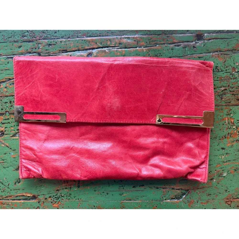 Teek Orr Vintage Genuine Leather Purse Red Clutch Handbag